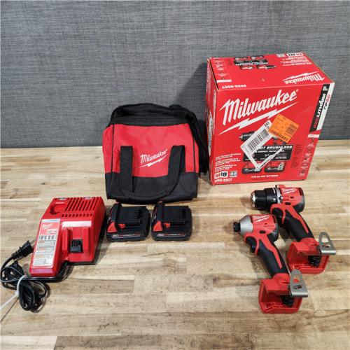 HOUSTON LOCATION - AS-IS Milwaukee 18V Lithium-Ion Brushless Cordless Compact Drill/Impact Combo Kit