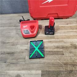 HOUSTON LOCATION - AS-IS (APPEARS LIKE NEW) Milwaukee-3632-21 M12 Green Beam Laser 360° 3-Plane Kit
