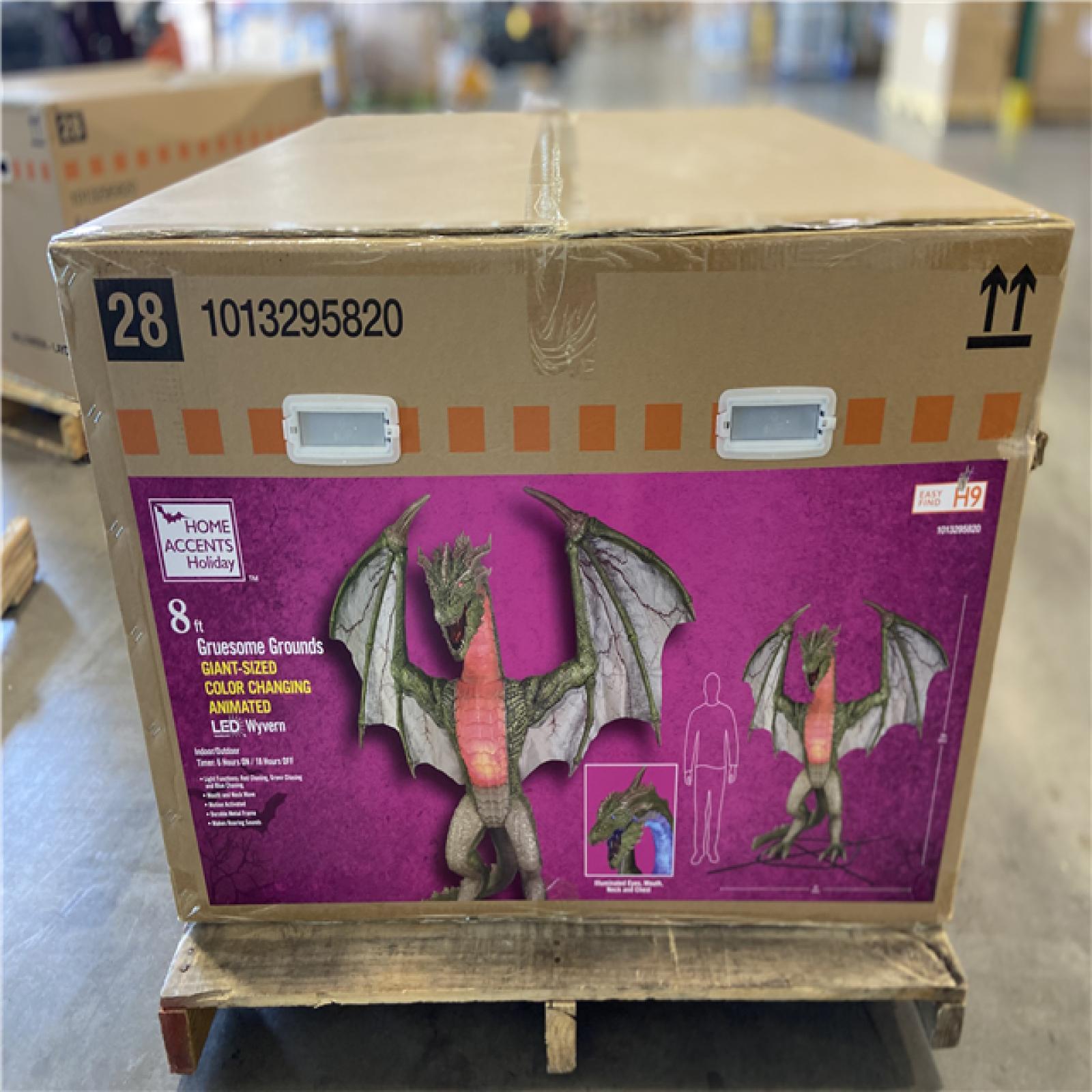 DALLAS LOCATION - Home Accents Holiday 8 ft. Wide Gruesome Grounds Giant-Sized Color Changing Animated LED Wyvern H9
