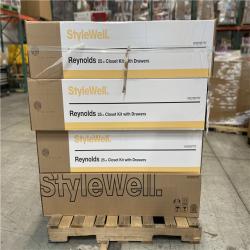DALLAS LOCATION - Reynolds 25 in. W x 83.25 in. H Brown Laminate Board Traditional Closet System Tower with 3-Drawers PALLET-(8 UNITS)