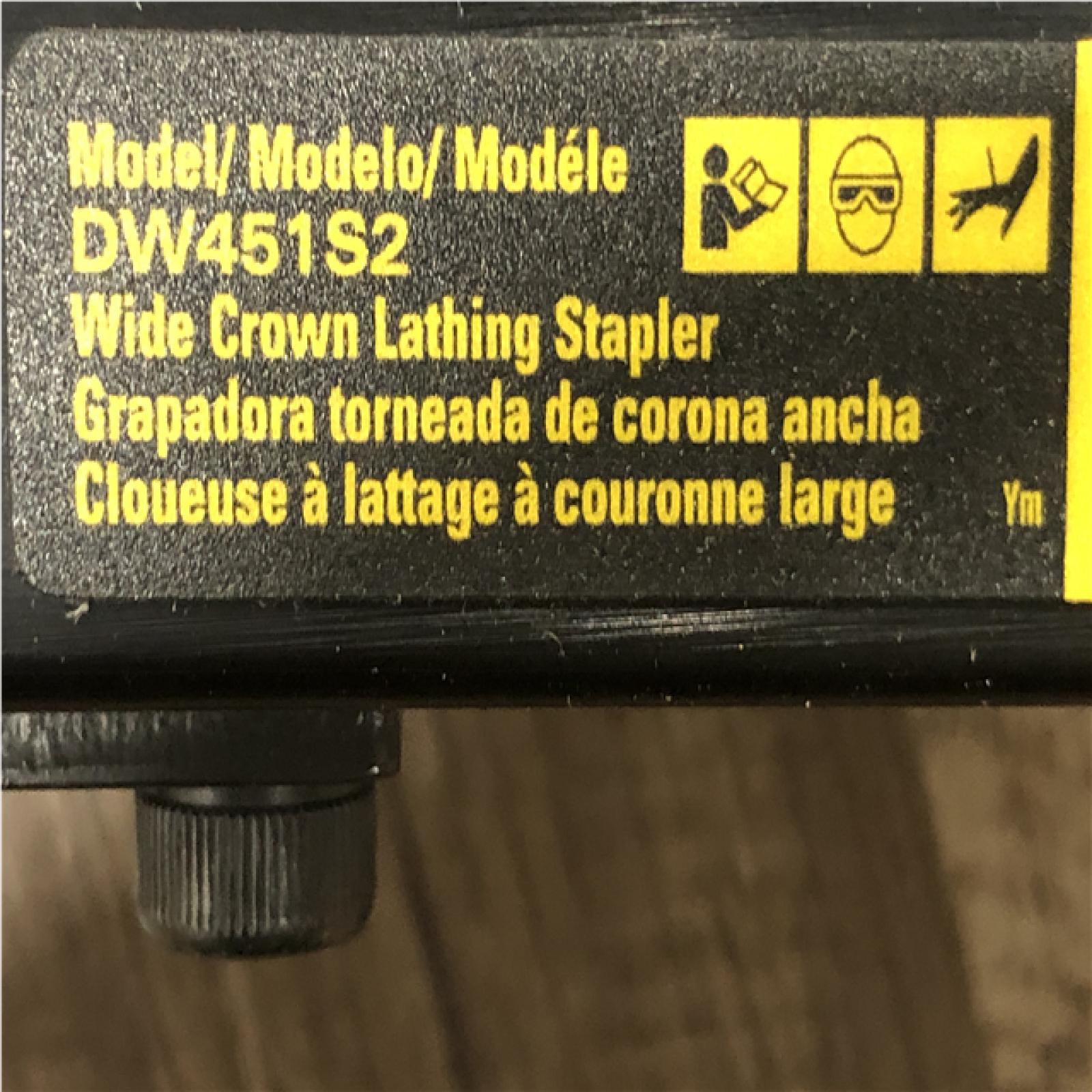 AS-IS DEWALT Corded Pneumatic 16-Gauge 1 in. Crown Lathing Stapler