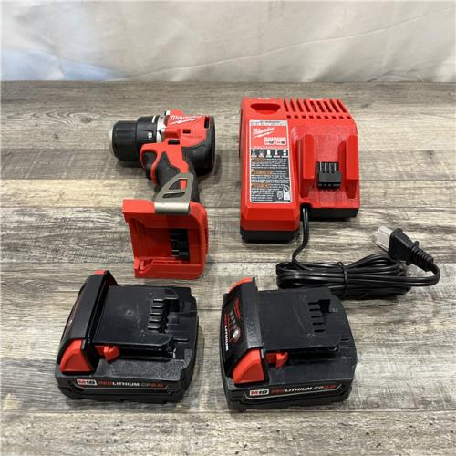 AS-IS Milwaukee 18V Lithium-Ion Brushless Cordless 1/2 in. Compact Hammer Drill/Driver Kit