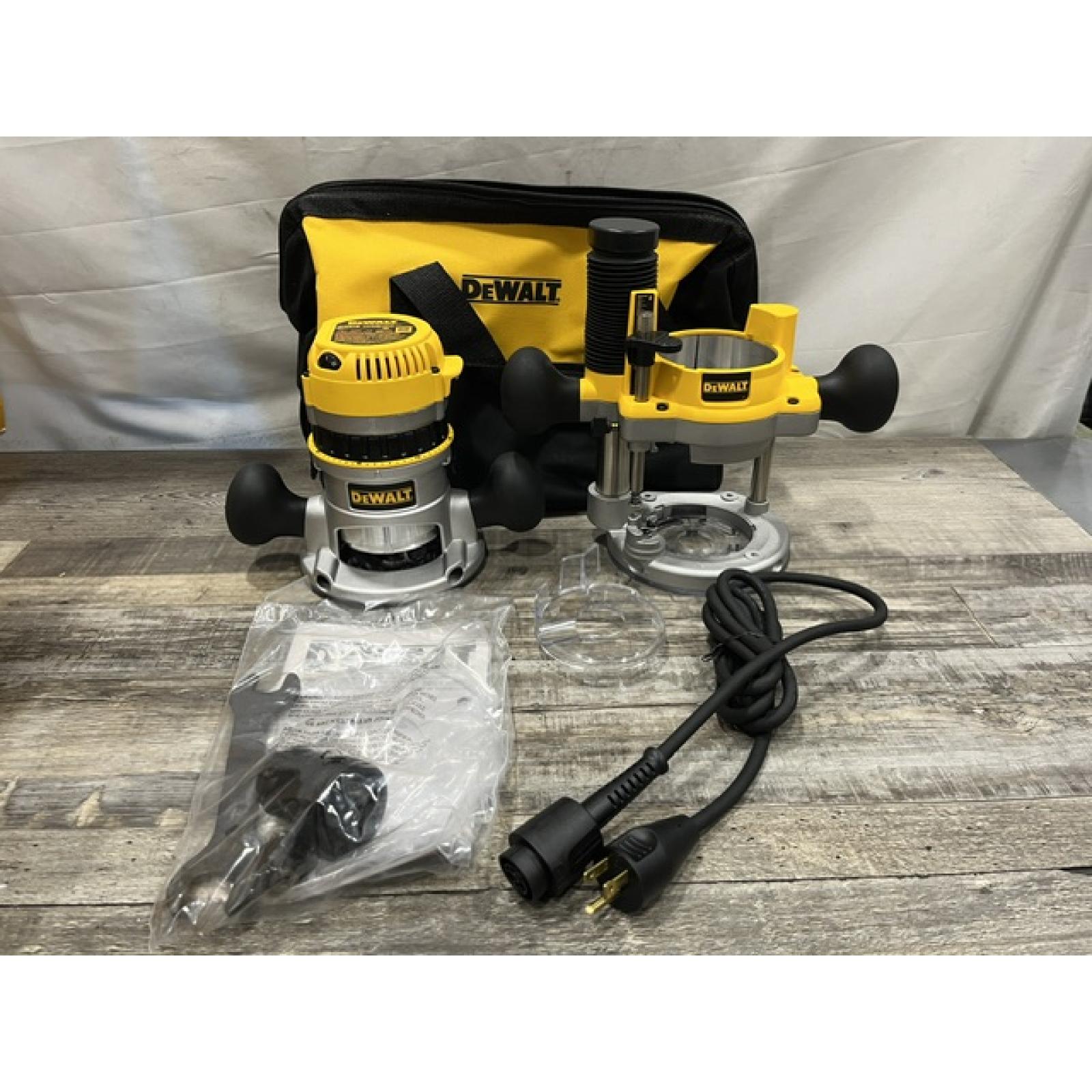 AS-IS DEWALT 12 Amp Corded 2-1/4 Horsepower Fixed and Plunge Base Router Kit