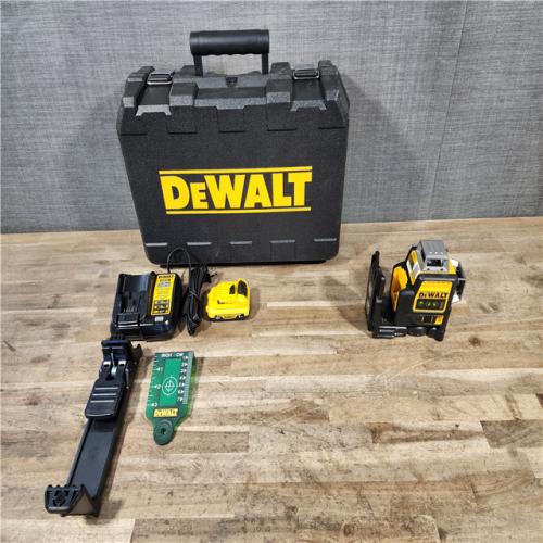HOUSTON LOCATION - AS-IS DEWALT 12V MAX Lithium-Ion 100 ft. Green Self-Leveling 3-Beam 360 Degree Laser Level with 2.0Ah Battery  Charger and Case