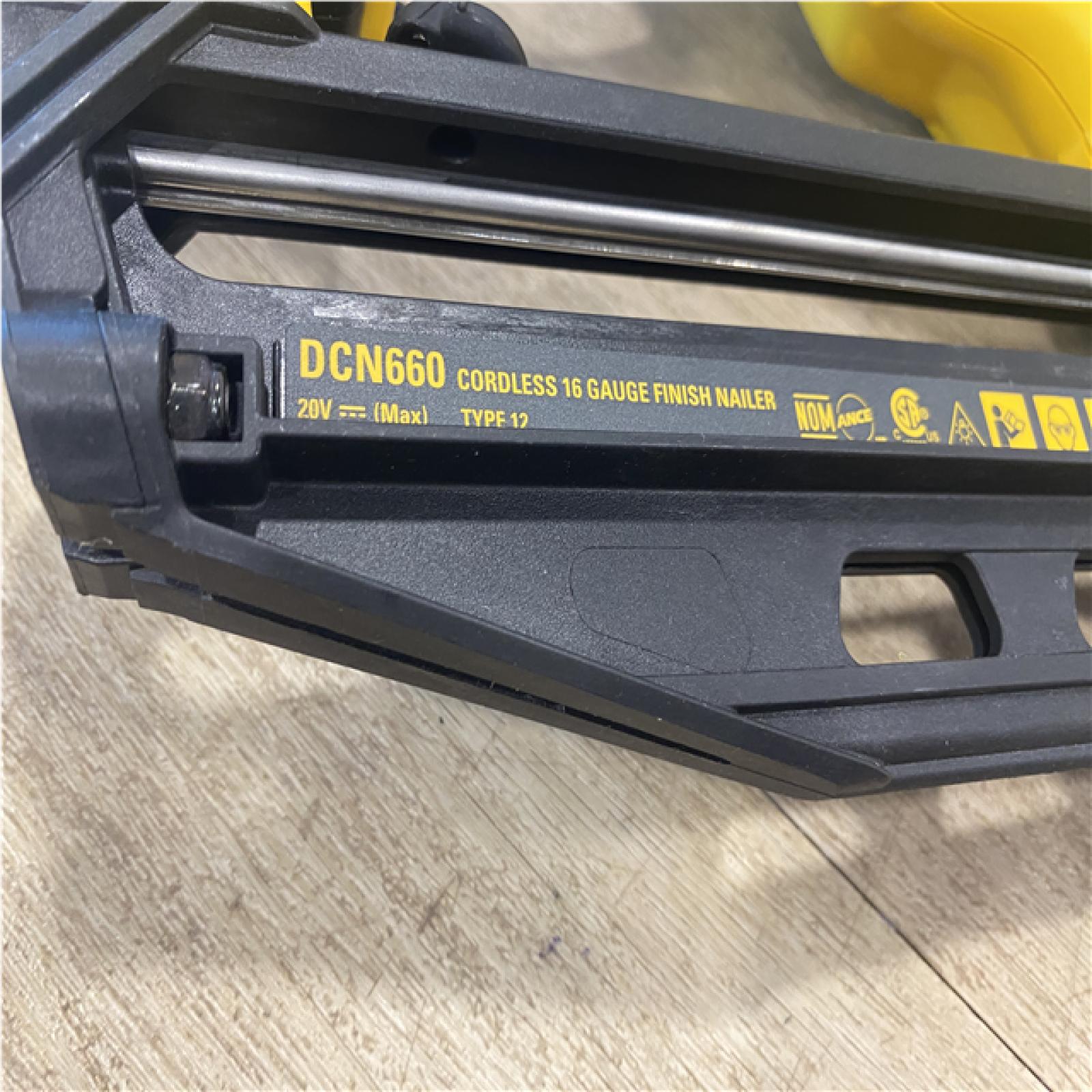 as-is DEWALT 20V MAX XR Lithium-Ion Electric Cordless 16-Gauge Angled Finishing Nailer (Tool Only)