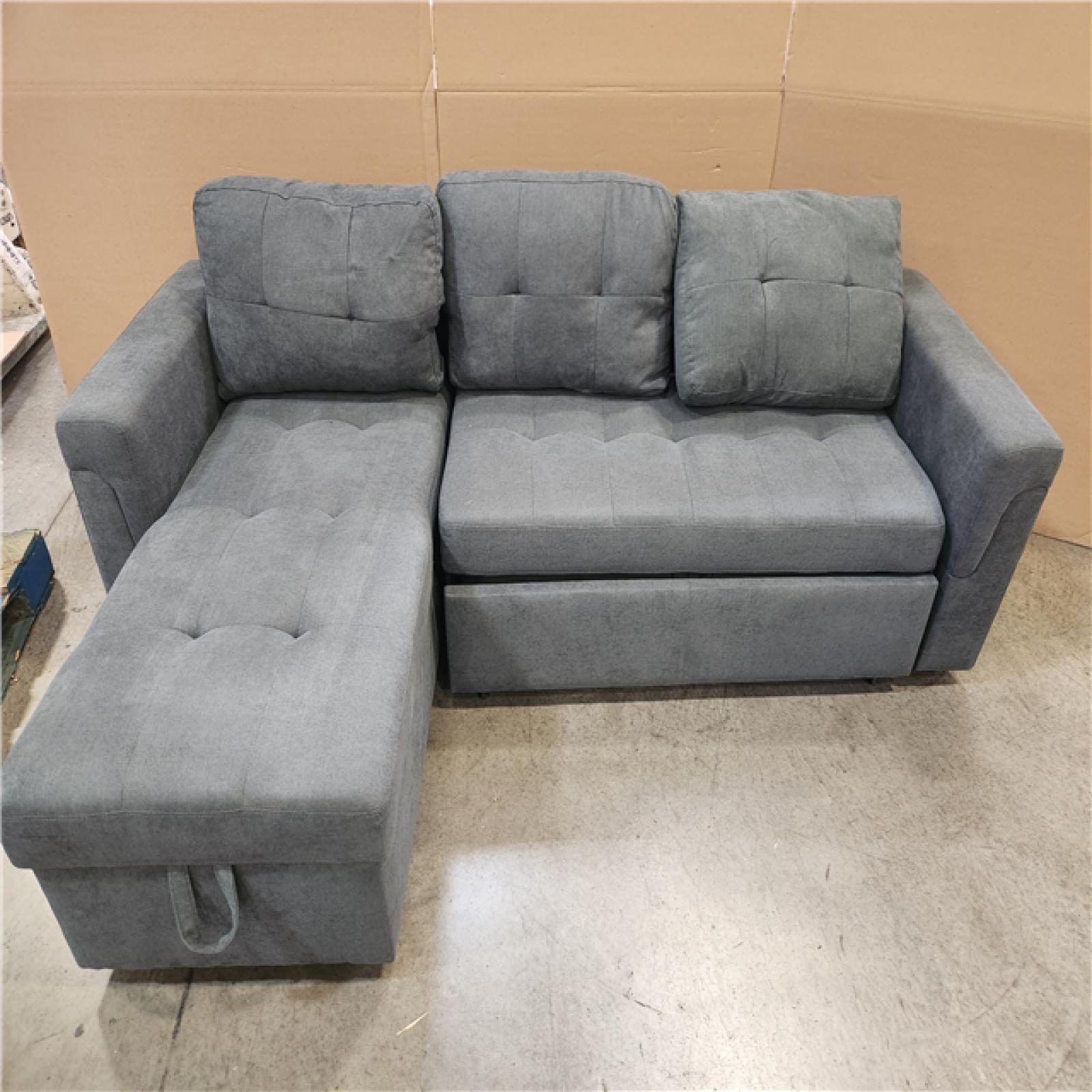 Phoenix NEW Straight Arm 2-Piece Chenille Modular Sectional Sofa L-Shaped Sofa in Grey
