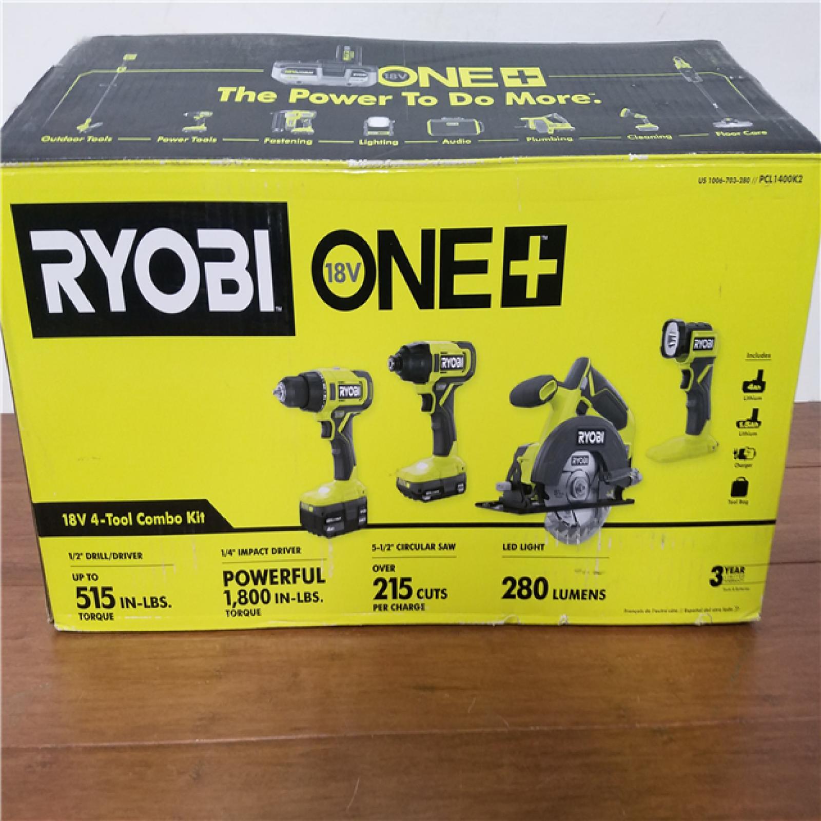California NEW Ryobi One+ 18V 4-Tool Combo Kit