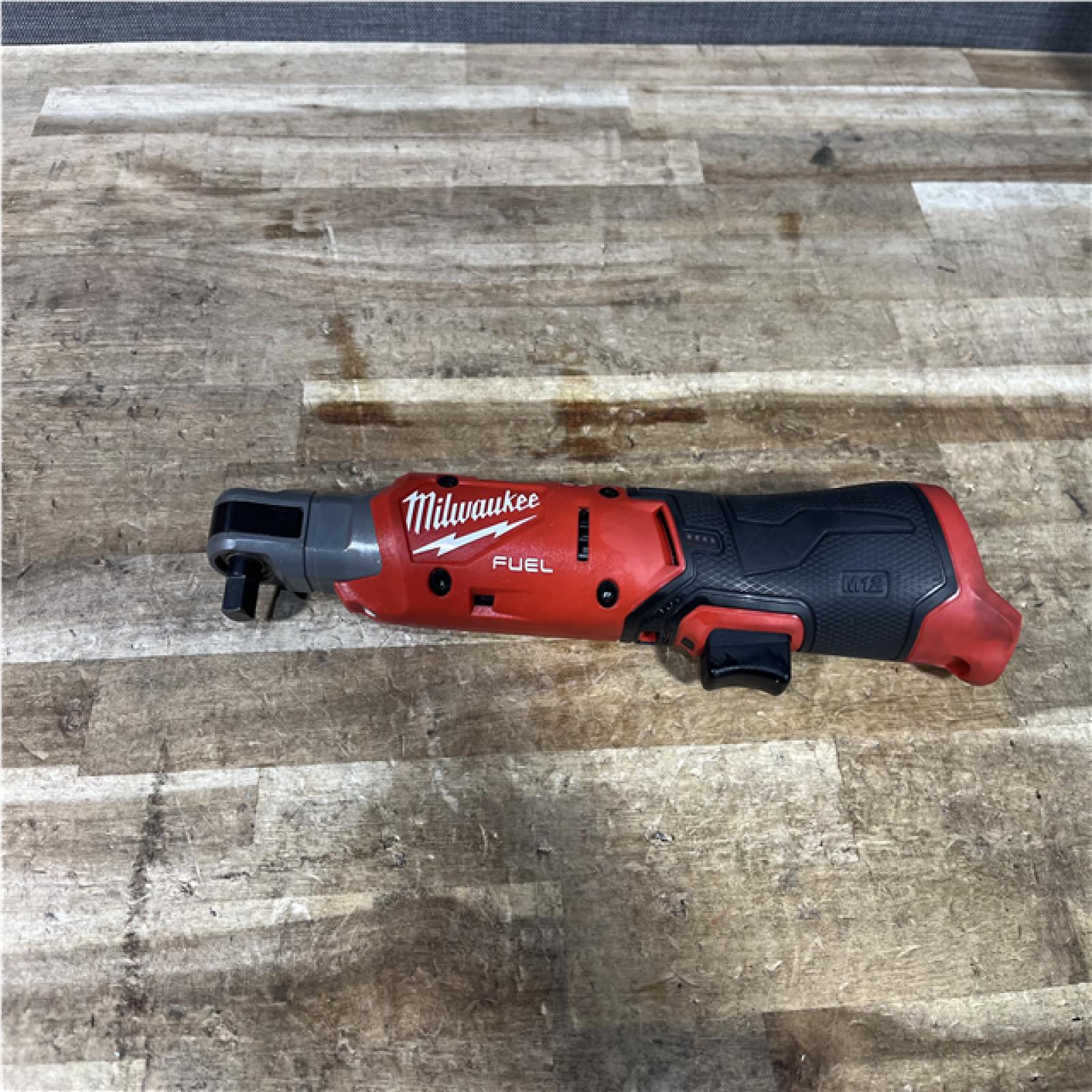 Houston Location AS-IS Milwaukee FUEL 12V Lithium-Ion Compact 3/8 in. Cordless Ratchet (Tool-Only)