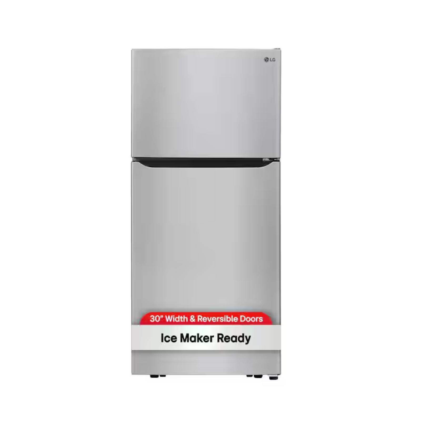 DALLAS LOCATION - LG 30 in. W 20 cu. ft. Top Freezer Refrigerator w/ Multi-Air Flow and Reversible Door in Stainless Steel ENERGY STAR