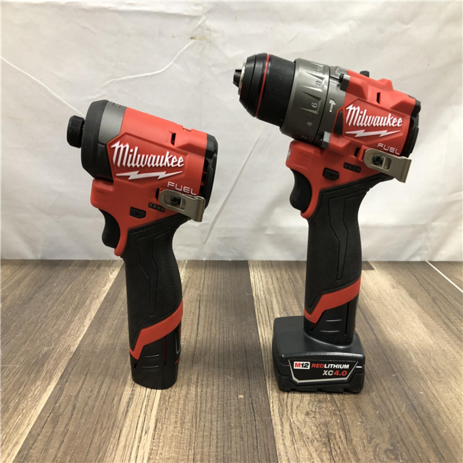 AS-IS Milwaukee FUEL 12-Volt Lithium-Ion Brushless Cordless Hammer Drill and Impact Driver Combo Kit