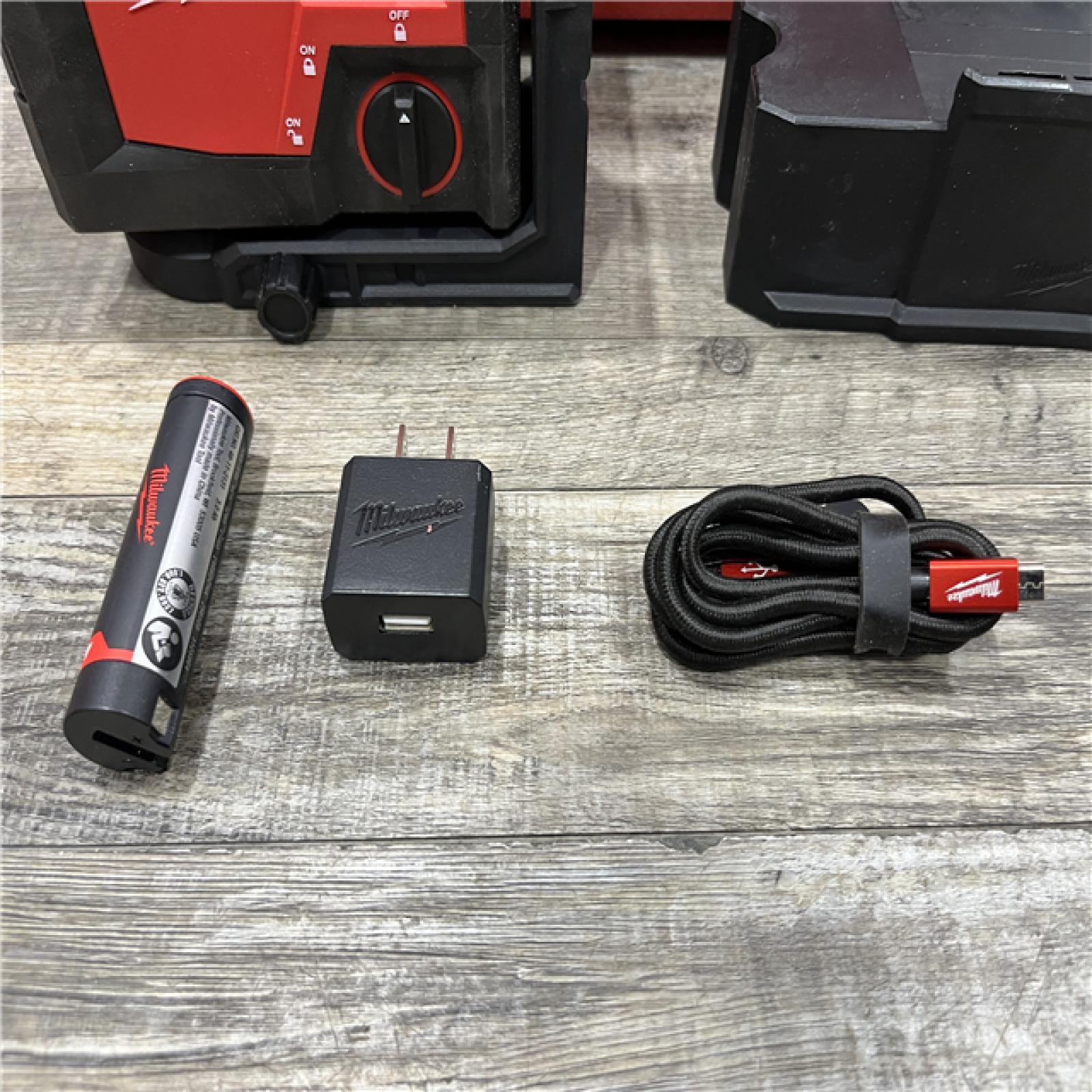 AS-IS Milwaukee Green 100 ft. Cross Line and Plumb Points Rechargeable Laser Level with REDLITHIUM Lithium-Ion