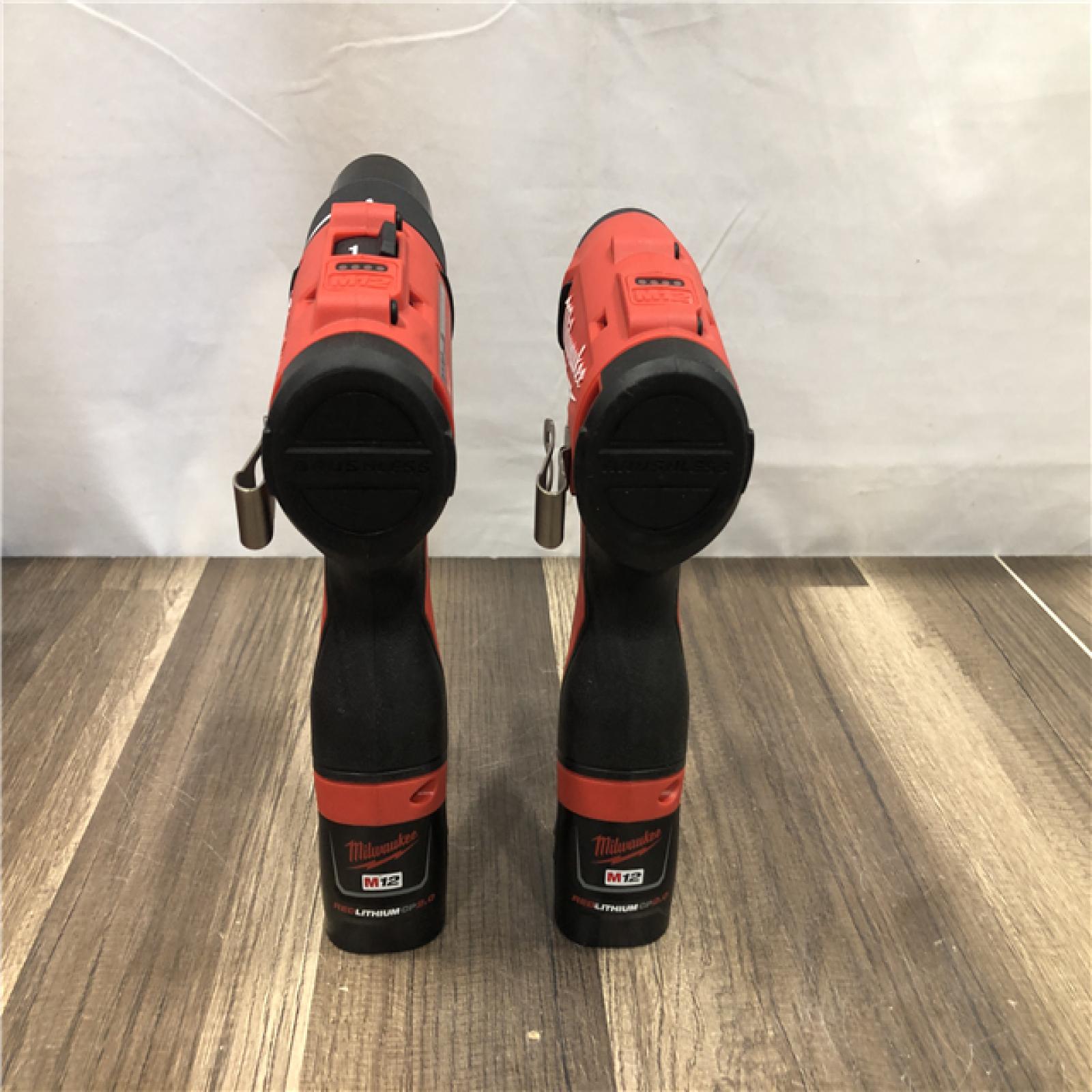 AS-IS Milwaukee 12-Volt Lithium-Ion Brushless Cordless Subcompact Drill and Impact Driver Combo Kit