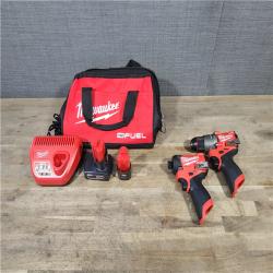 HOUSTON LOCATION - AS-IS (APPEARS LIKE NEW) Milwaukee 3497-22 12V Brushless Hammer Drill and Impact Driver Combo Kit