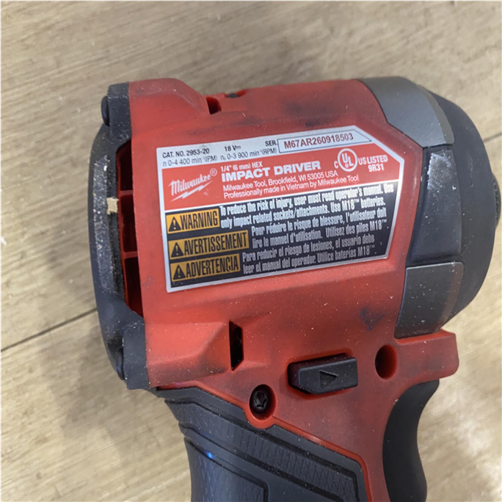 AS-IS Milwaukee FUEL 18V Lithium-Ion Brushless Cordless 1/4 in. Hex Impact Driver (Tool-Only)