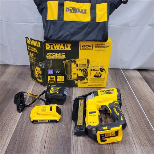 AS-IS DEWALT ATOMIC 20V MAX Lithium Ion Cordless 23 Gauge Pin Nailer Kit with 3.0Ah Battery and Charger