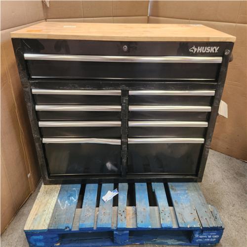Phoenix Husky Tool Storage 46 in. W x 18 in. D 9-Drawer Mobile Workbench Cabinet in Gloss Black