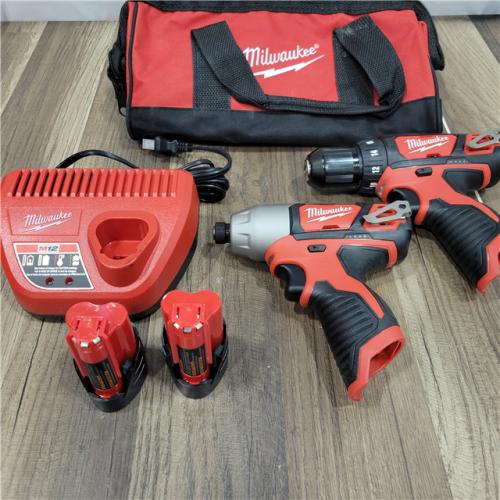AS-IS Milwaukee M12 12V Lithium-Ion Cordless Drill Driver/Impact Driver Combo Kit with Two 1.5Ah Batteries, Charger and Bag (2-Tool)