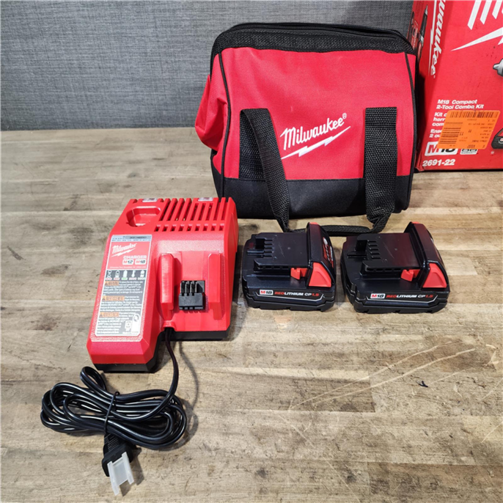 HOUSTON LOCATION - AS-IS Milwaukee 18V Cordless Brushed 2-Tool Drill/Driver and Impact Driver Kit