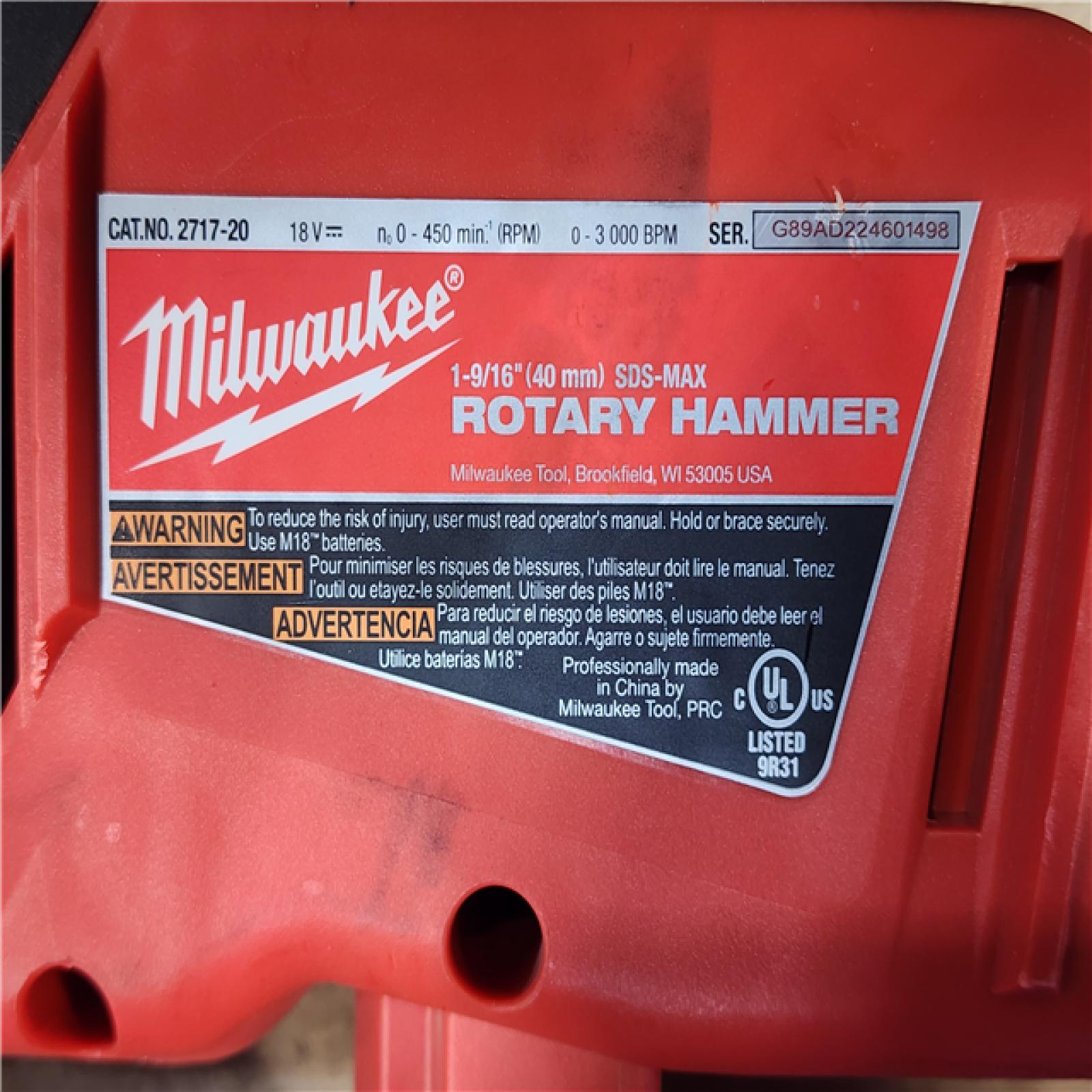 HOUSTON LOCATION - AS-IS Milwaukee FUEL 18V Lithium-Ion Brushless Cordless 1-9/16 in. SDS-Max Rotary Hammer (Tool-Only)
