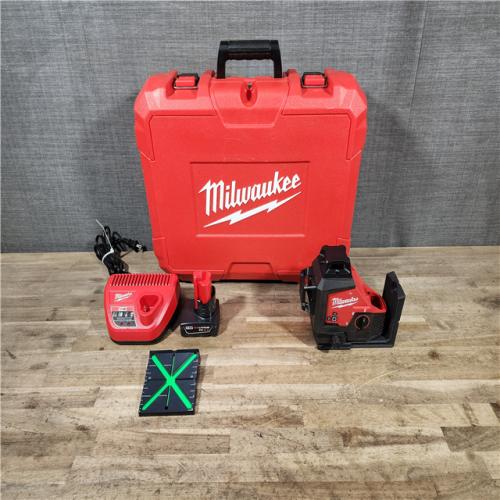 HOUSTON LOCATION - AS-IS Milwaukee 12-Volt Lithium-Ion Cordless Green 250 ft. 3-Plane Laser Level Kit
