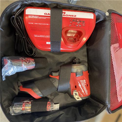 LIKE NEW! - Milwaukee M12 FUEL SURGE 12V Lithium-Ion Brushless Cordless 1/4 in. Hex Impact Driver Compact Kit w/Two 2.0Ah Batteries  Bag