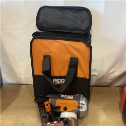 AS-IS Ridgid 15-Gauge 2-1/2 in. Angled Finish Nailer with CLEAN DRIVE Technology  Tool Bag and Sample Nails