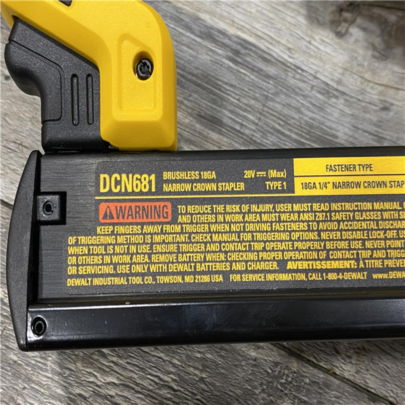 AS-IS DEWALT 20V MAX XR Lithium-Ion Cordless 18-Gauge Narrow Crown Stapler Kit