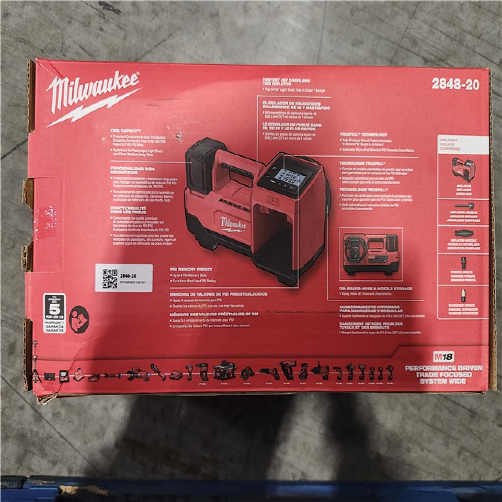 NEW! - Milwaukee M18 18-Volt Lithium-Ion Cordless Electric Portable Inflator (Tool-Only)