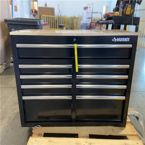DALLAS LOCATION - Husky Tool Storage 46 in. W x 18 in. D 9-Drawer Mobile Workbench Cabinet in Gloss Black
