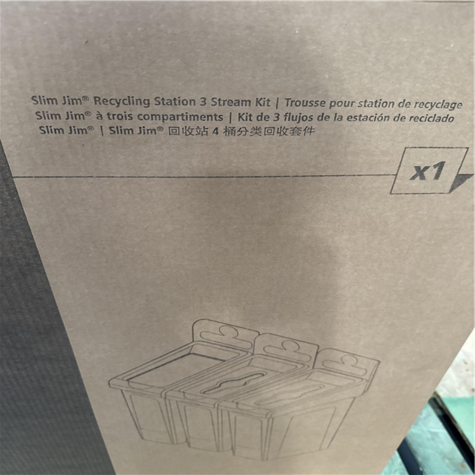 California NEW Rubbermaid Slim Jim Recycling Station 3 Stream Kit