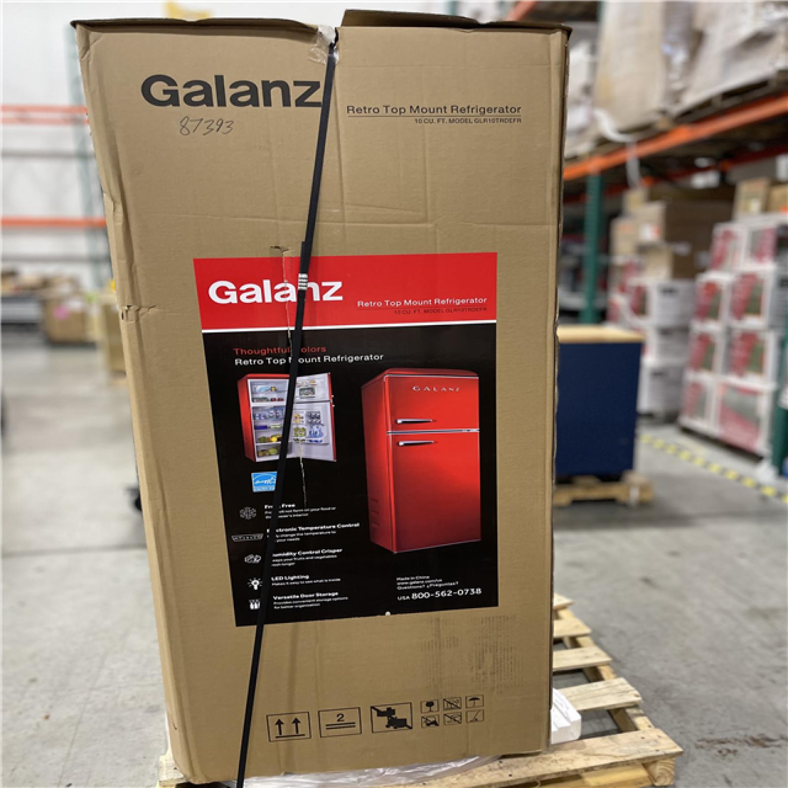 DALLAS LOCATION- AS-IS Galanz 24 in. 10 cu. ft. Retro Top Freezer Refrigerator  Hot Rod Red