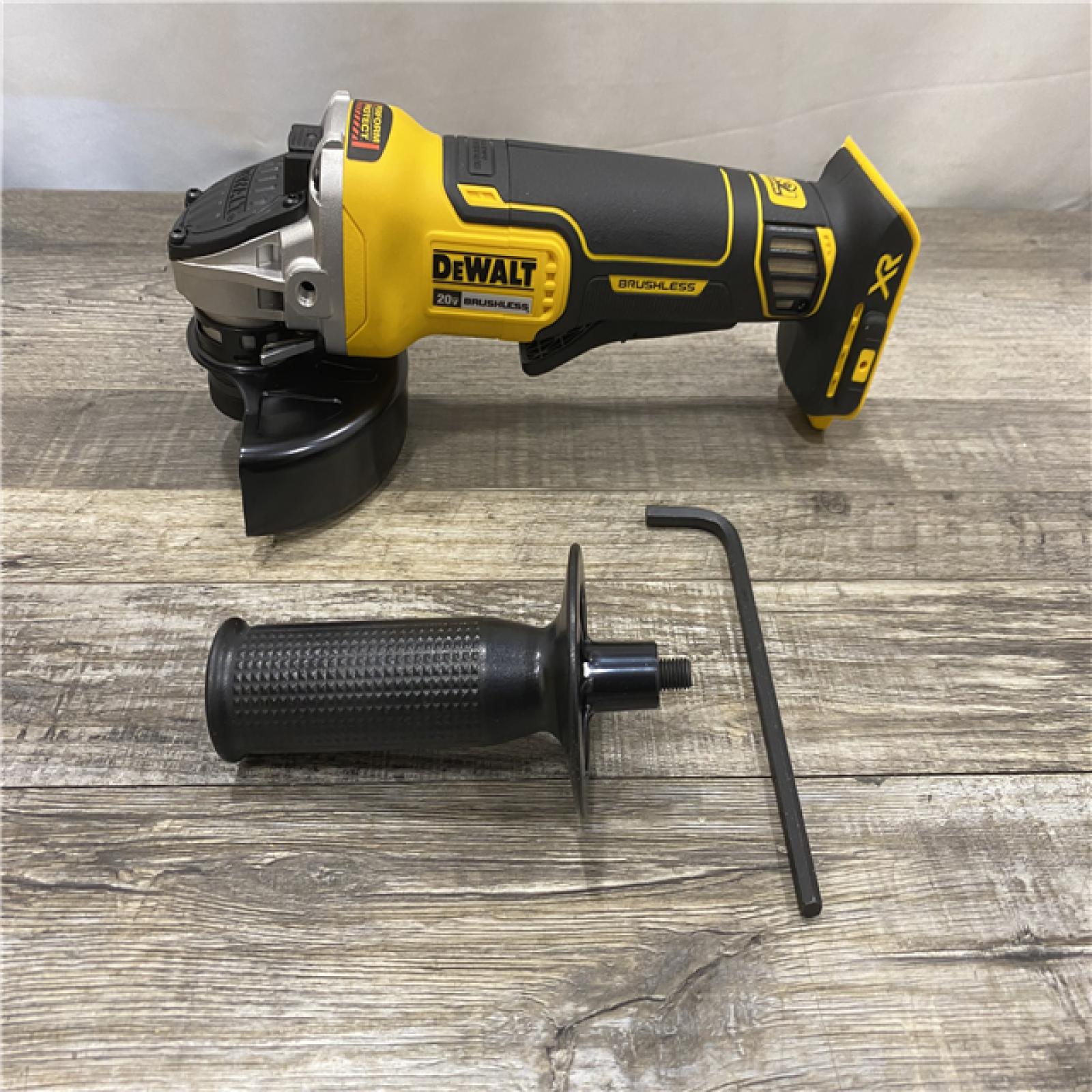 AS-IS DEWALT 20V MAX XR Cordless Brushless 4.5 in. Paddle Switch Small Angle Grinder with Kickback Brake (Tool Only)