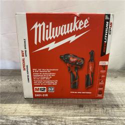 NEW - Milwaukee 12V Lithium-Ion Cordless 3/8 in. Ratchet and Screwdriver Combo Kit