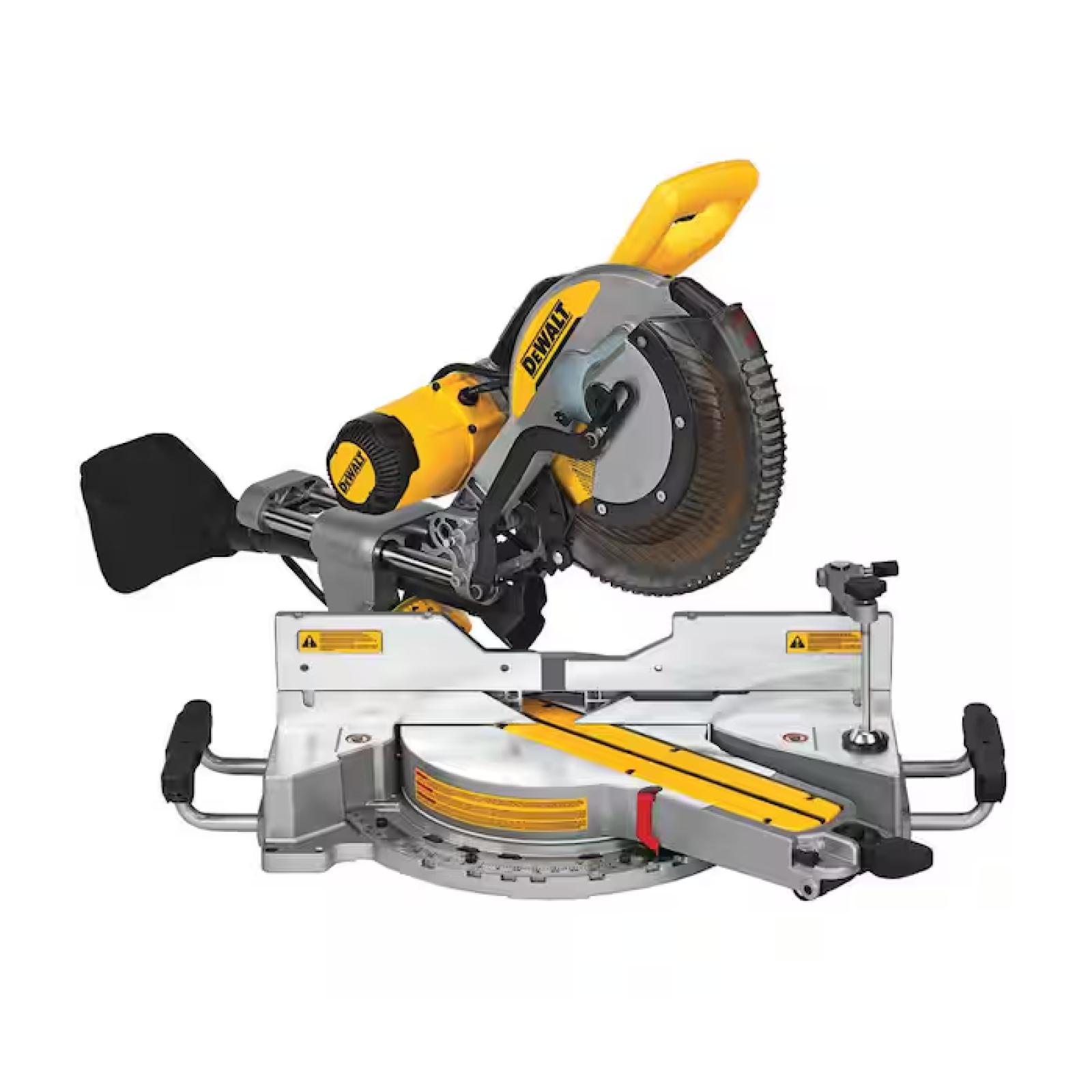 DALLAS LOCATION - DEWALT 15 Amp Corded 12 in. Double Bevel Sliding Compound Miter Saw, Blade Wrench and Material Clamp