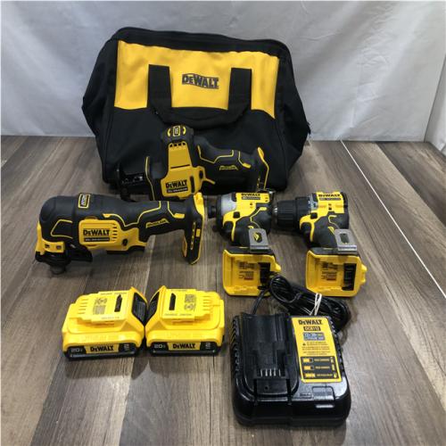 AS-IS DEWALT ATOMIC 20-Volt Lithium-Ion Cordless Brushless (4-Tool) Combo Kit