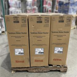 DALLAS LOCATION- NEW!- Rinnai 8.5 GPM 180 000 BTU Interior Propane Gas Tankless Water Heater PALLET (6 UNITS)