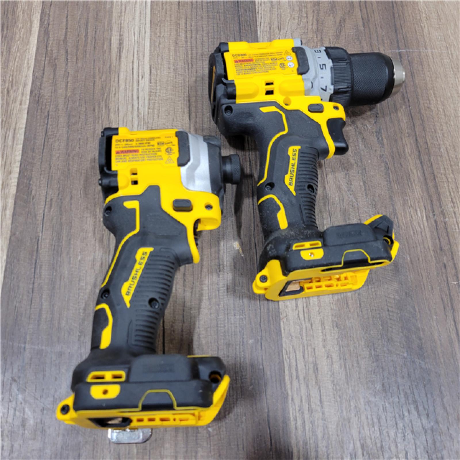 AS-IS DEWALT 20V MAX XR Cordless Drill/Driver, ATOMIC Impact Driver 2 Tool Combo Kit, (2) 2.0Ah Batteries, Charger, and Bag