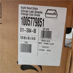 Phoenix Location AS-IS Bootz Industries Aloha 60 in. x 30 in. Soaking Bathtub with Right Drain in White Pallet (4-Tubs)