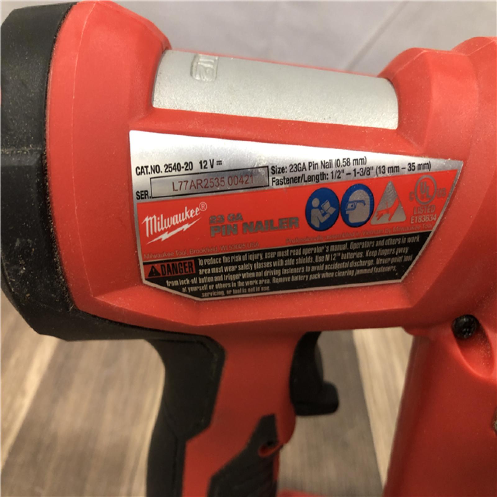 AS-IS Milwaukee 12-Volt 23-Gauge Lithium-Ion Cordless Pin Nailer (Tool-Only)