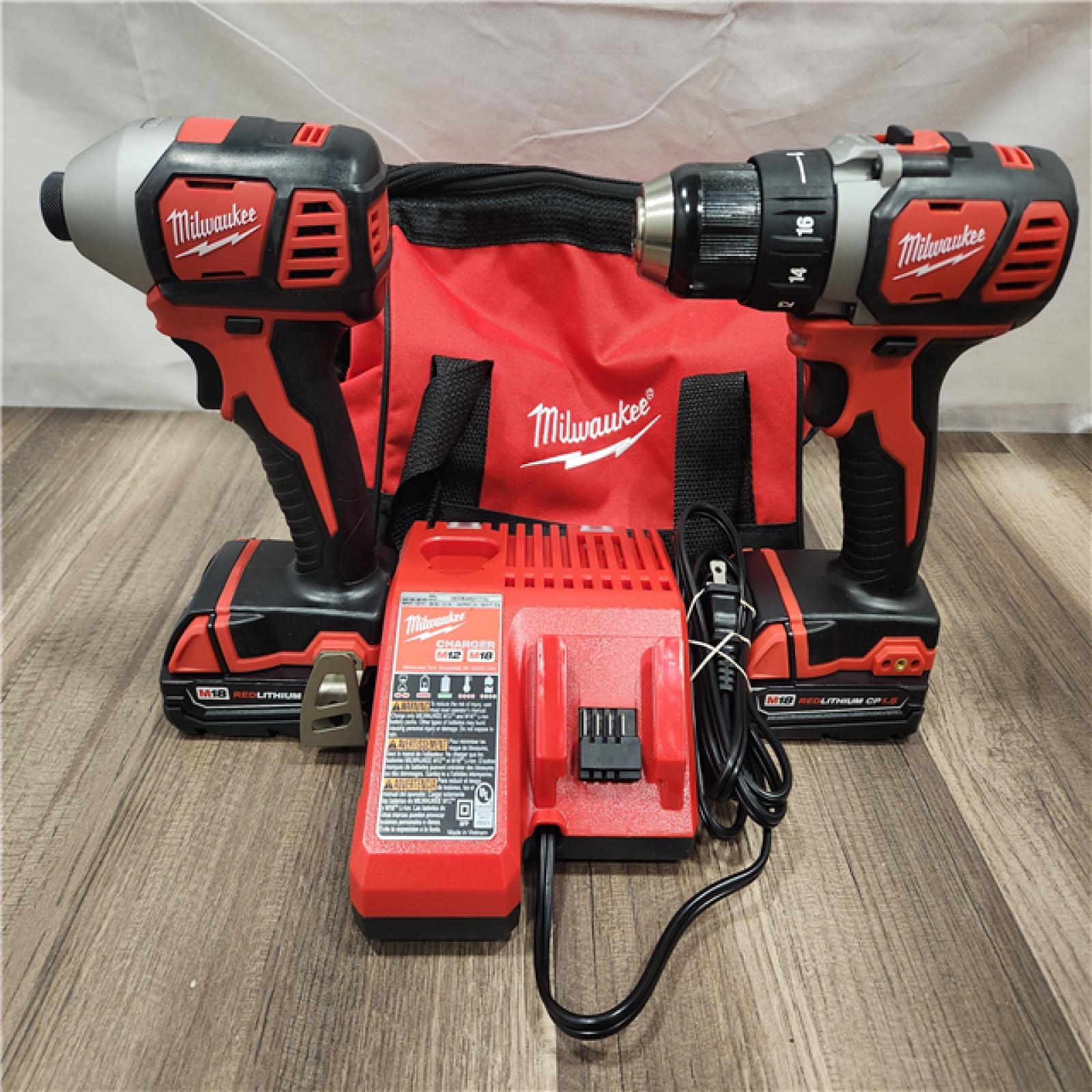 AS-IS- Milwaukee 18V Cordless Brushed 2-Tool Drill/Driver and Impact Driver Kit