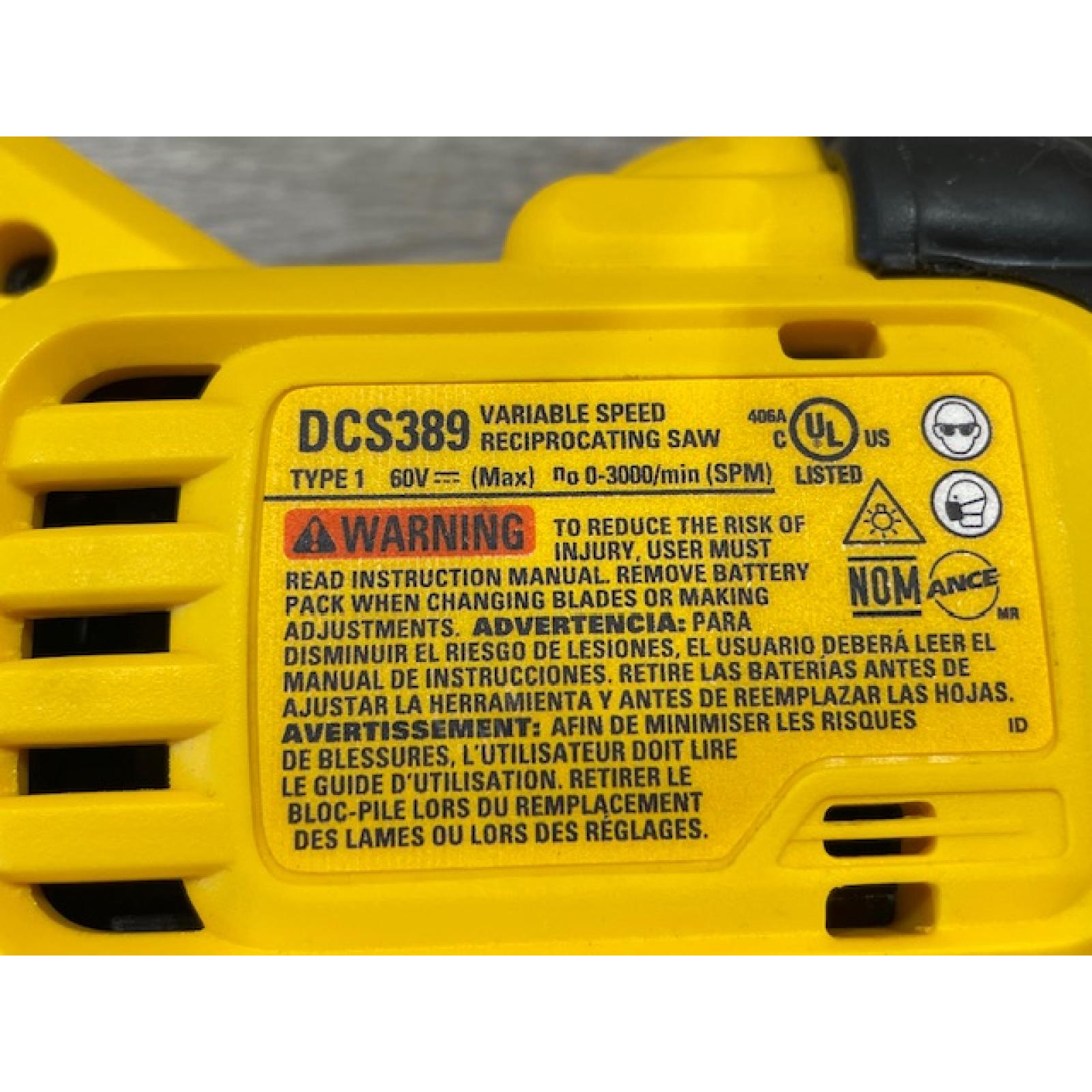 AS-IS DEWALT FLEXVOLT 60V MAX Cordless Brushless Reciprocating Saw (Tool Only)