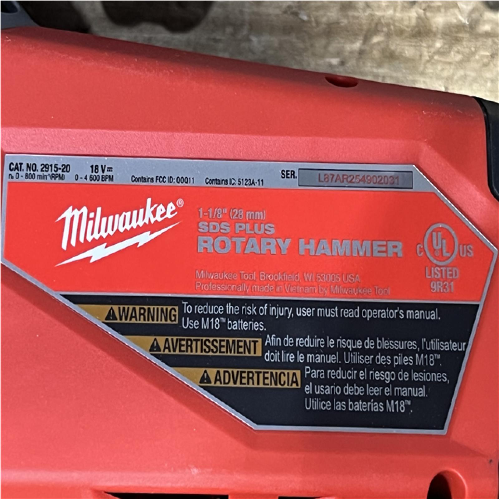 Houston Location AS-IS Milwaukee FUEL 18V Lithium-Ion Brushless Cordless SDS-Plus 1-1/8 in. Rotary Hammer Drill (Tool-Only)