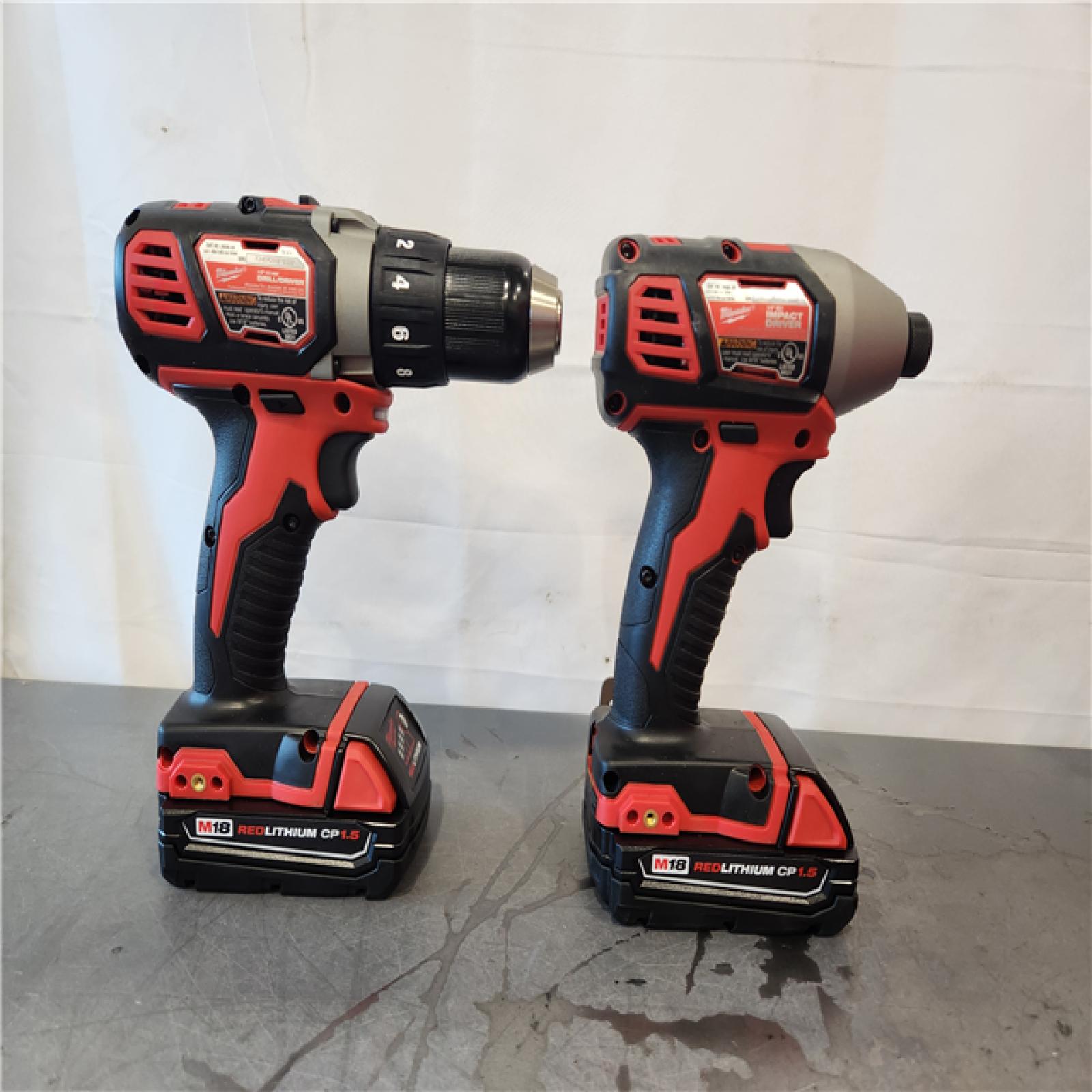AS-IS- Milwaukee 18V Cordless Brushed 2-Tool Drill/Driver and Impact Driver Kit