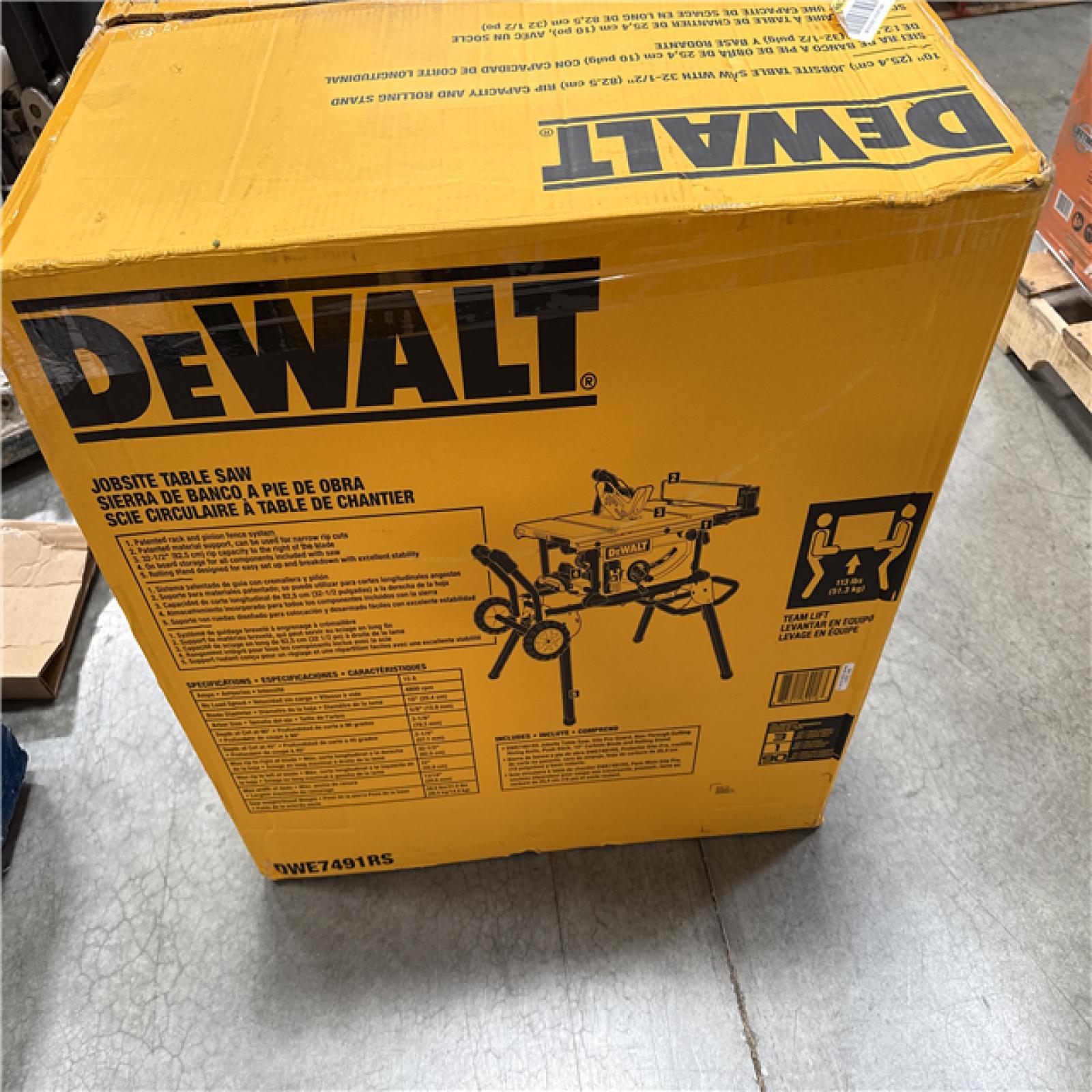 California AS-IS DeWalt 10” Jobsite Table Saw & Rolling Stand
