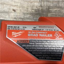 AS-IS Milwaukee  FUEL 12-Volt Lithium-Ion Brushless Cordless 18-Gauge 1-1/2 in. Compact Brad Nailer (Tool Only)