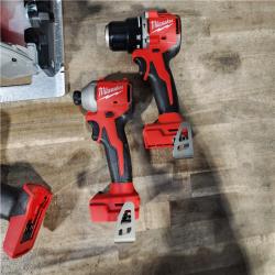 HOUSTON LOCATION - AS-IS Milwaukee M18 18-Volt Lithium-Ion Brushless Cordless Combo Kit (4-Tool) with 2-Batteries  1-Charger and Tool Bag