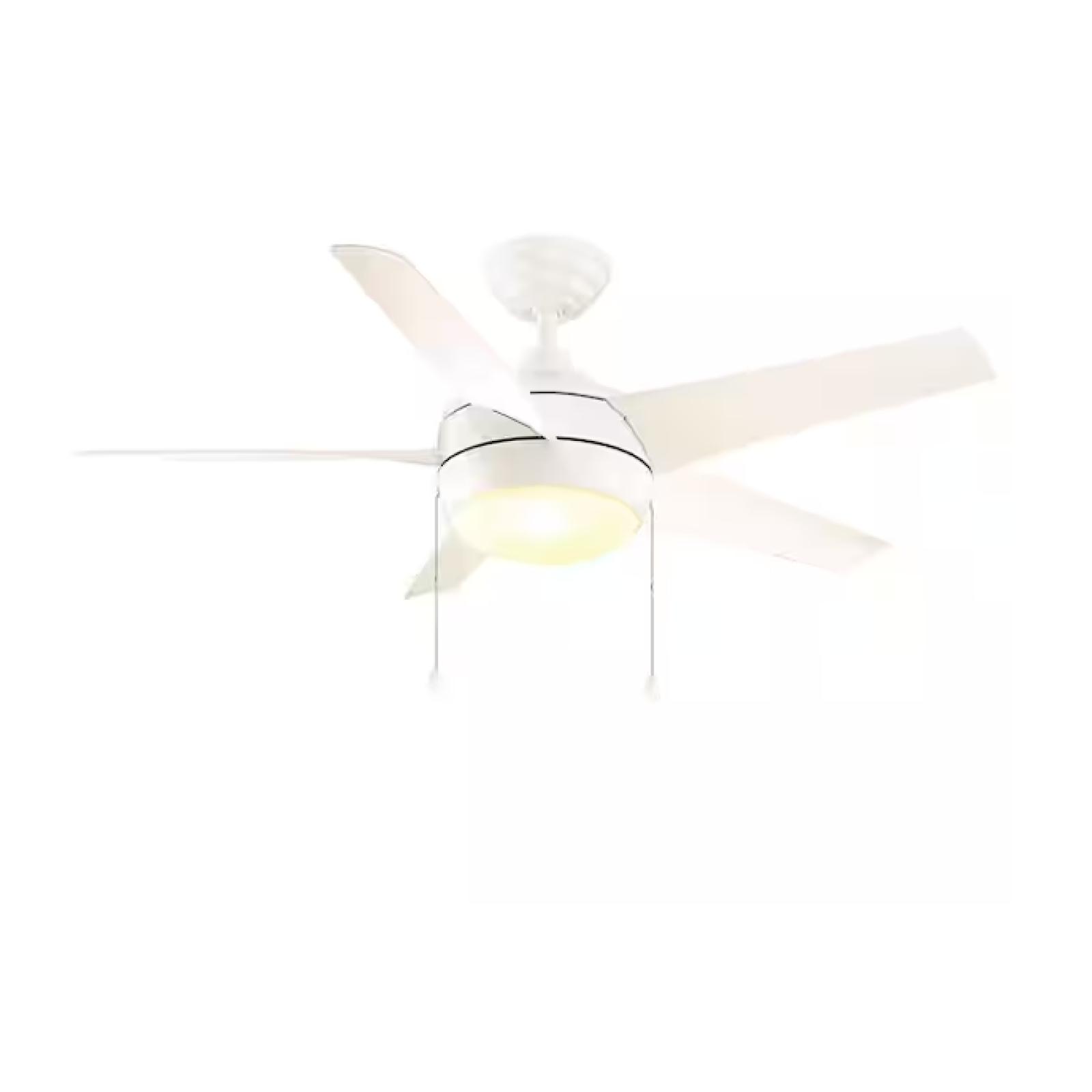 DALLAS LOCATION - Home Decorators Collection Windward 44 in. LED Indoor Matte White Ceiling Fan with Light Kit (30 UNITS)