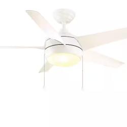 DALLAS LOCATION - Home Decorators Collection Windward 44 in. LED Indoor Matte White Ceiling Fan with Light Kit (30 UNITS)