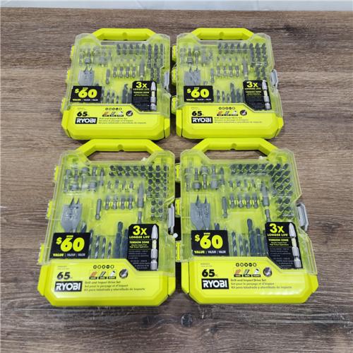 NEW! RYOBI - A986501 - Drill and Impact Drive Kit - 65-Pieces ( 4 UNITS)