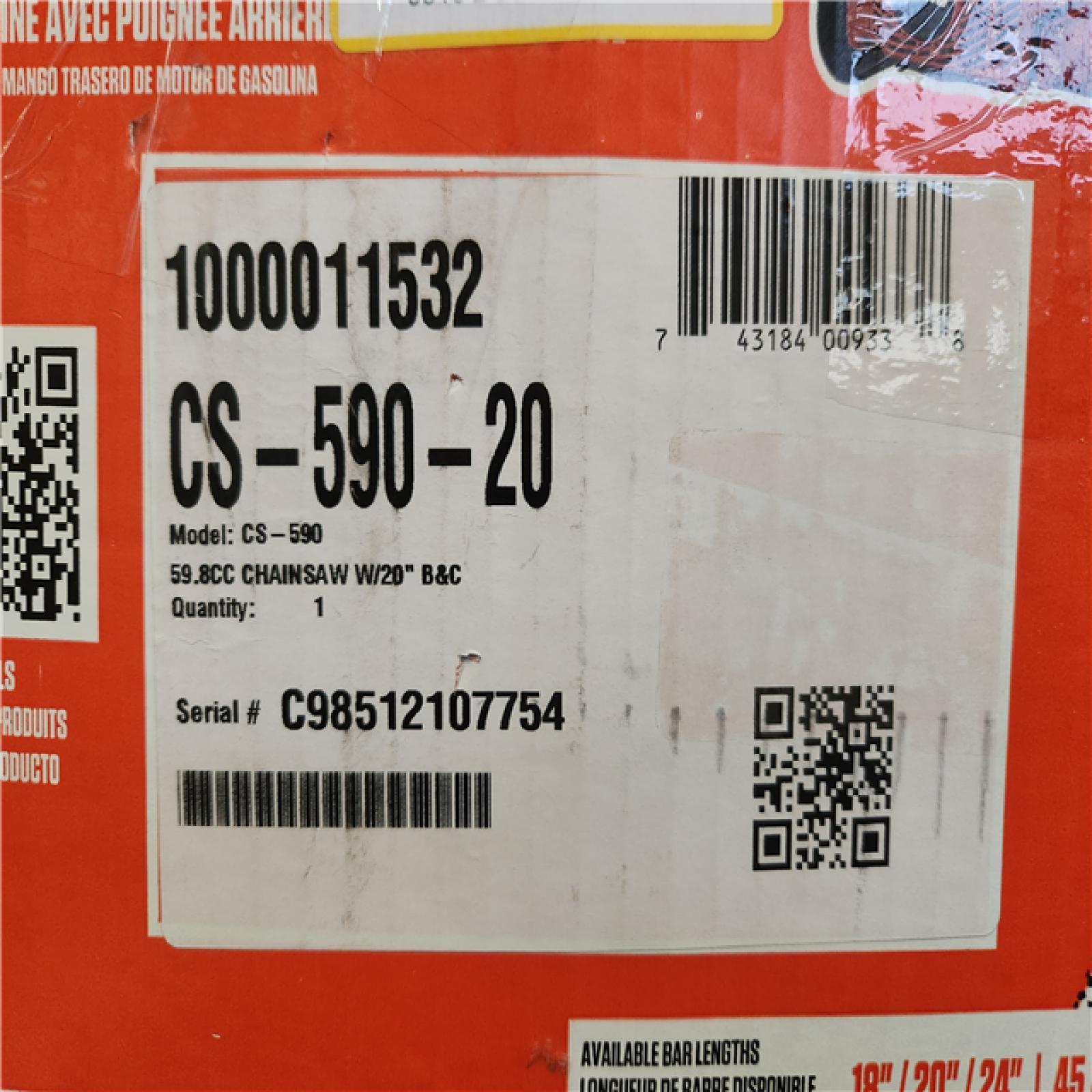 Phoenix NEW ECHO 20 in. 59.8 cc Gas 2-Stroke Rear Handle Timber Wolf Chainsaw